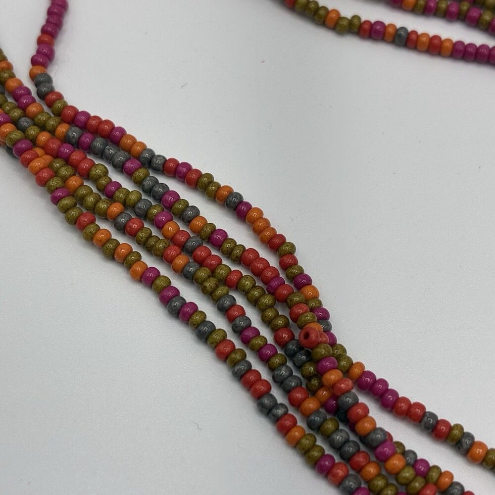 Chan Luu Multi Strand Seed Bead Boho Layering Pink Multicolor Long Necklace - Picture 3 of 4